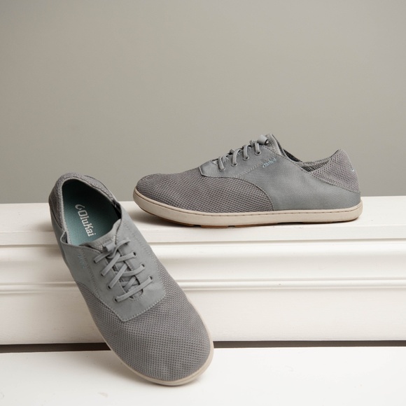 Olukai Nohea Moku Gray Boat Shoes Slip On Sneakers, Men's Size 11 Lace up Knit - Picture 1 of 6